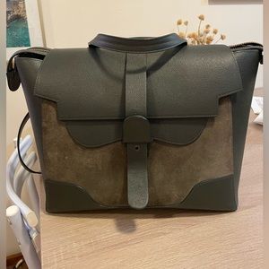 Senreve Large Maestra Bag in Olive Leather + Suede